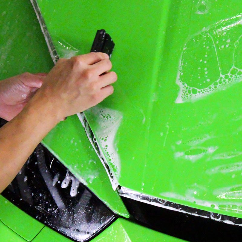 installing ppf on green car hood
