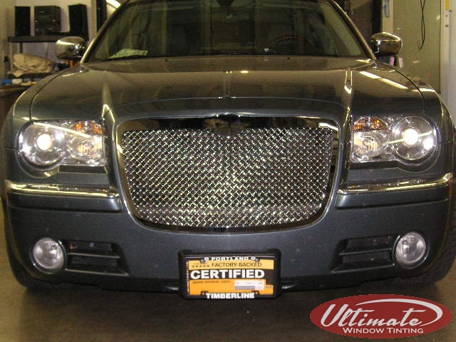 black chrysler 300 with clear bra