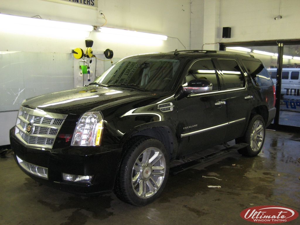 black escalade with window tint