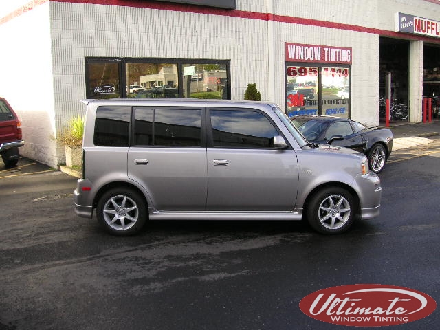 silver car with window tint