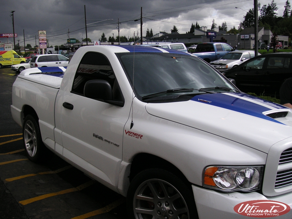 white dodge viper with window tint
